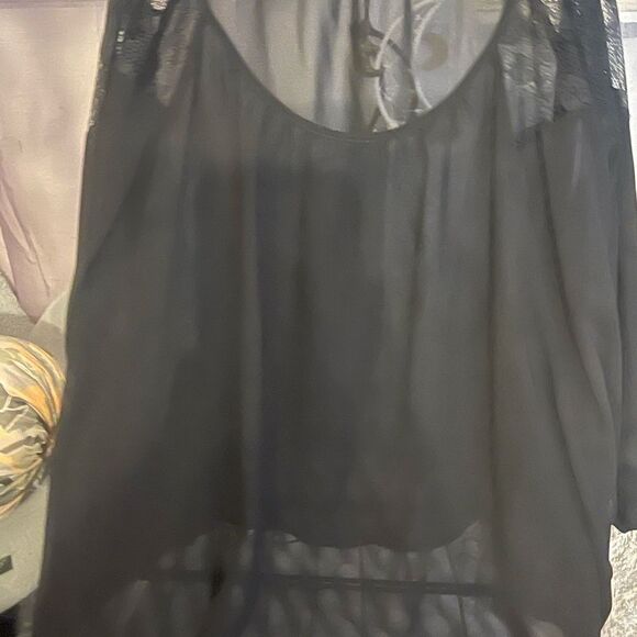 black sheer batwing plus size coverup blouse shirt top 2xl ana - Picture 7 of 7